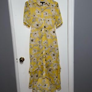 High-Low Floral Button-up Dress